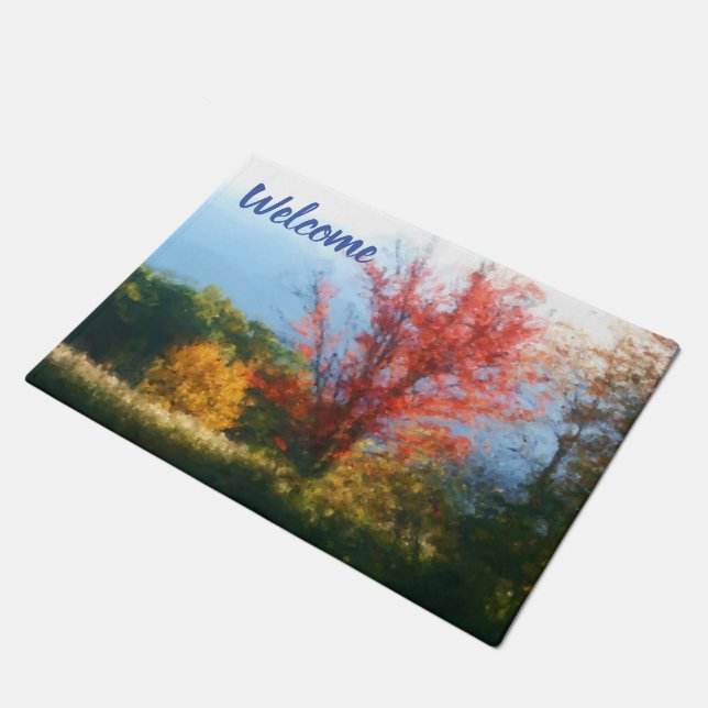 Paillasson Foliage d'automne Nature Photo Peinture Bienvenue (Incliné)