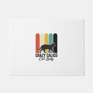 Paillasson Folle Dame au Chat Calico Vintage Design Rétro Cha