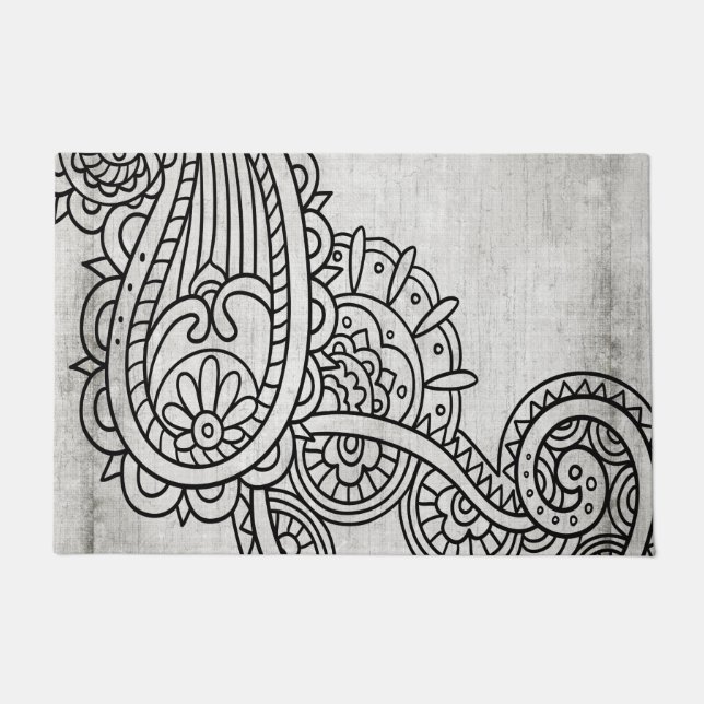 Paillasson Format Motif Gris Mehndi (Devant)