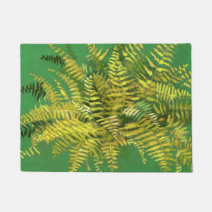 Paillasson Fougère, frondes, floral, verdure dorée jaune vert