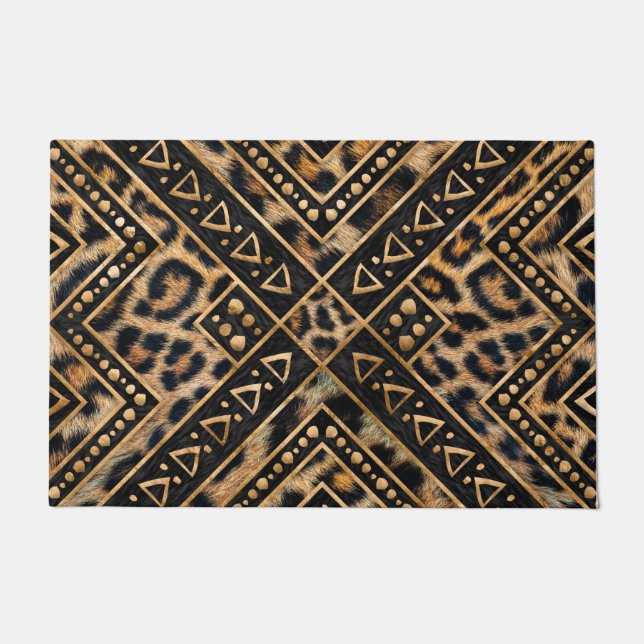 Paillasson Fourrure de leopart avec déco africaine #2 (Devant)