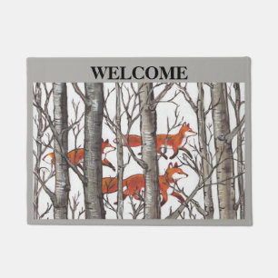 Paillasson Fox Woods Grey Welcome Doormat Personnaliser