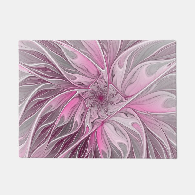 Paillasson Fractal Art Rose Flower Dream, Imaginaire Floral (Devant)