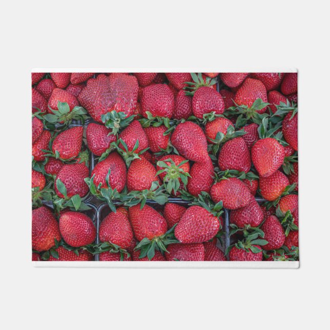 Paillasson Fraises avec feuilles verts (Devant)