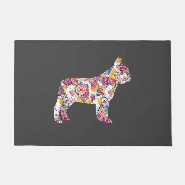 Paillasson Français Bulldog Flower Motif Frenchie Bulldogs (Devant)