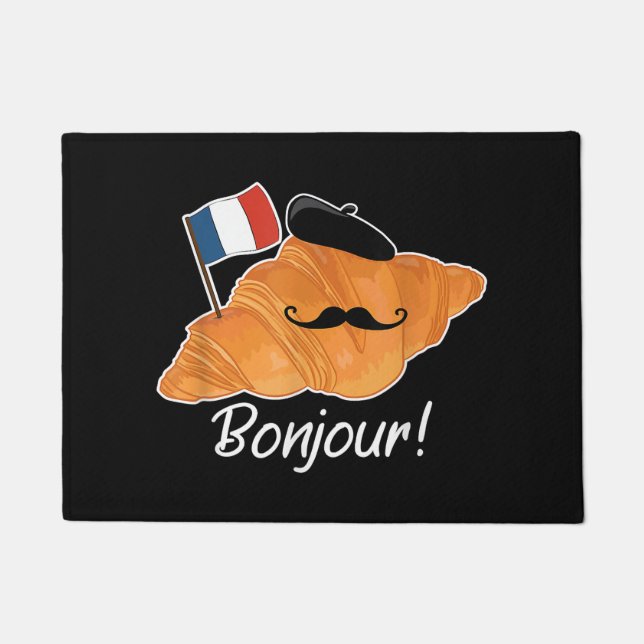 Paillasson Français Croissant Lover France Drapeau Francophil (Devant)