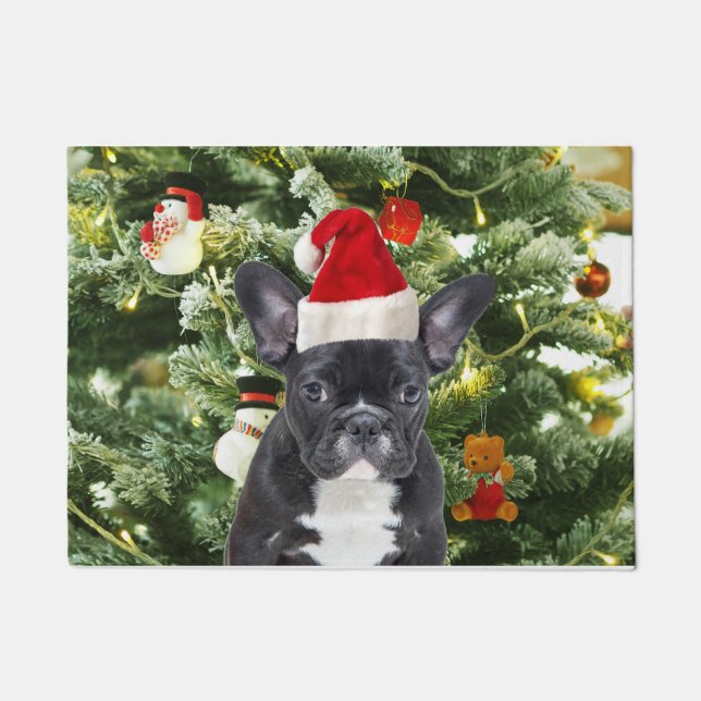 Paillasson French Bulldog Arbre de Noël Ornements Snowman (Devant)