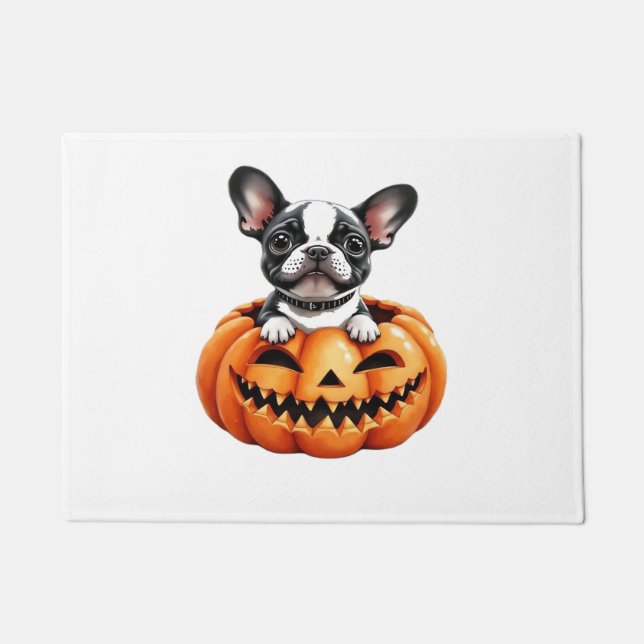 Paillasson French Bulldog Happy Halloween Classique citrouill (Devant)