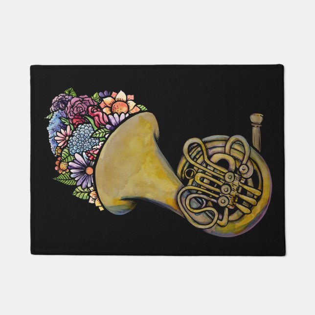 Paillasson French Horn Band Musique Floral Art (Devant)
