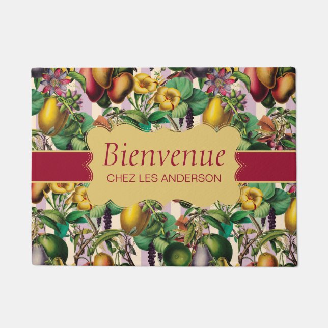 Paillasson French Retro Floral Bienvenue Doormat (Devant)