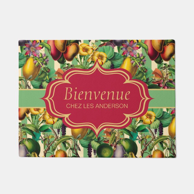 Paillasson French Retro Floral Bienvenue Doormat (Devant)