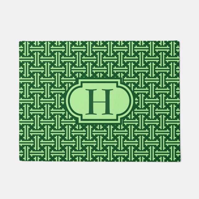 Paillasson Fret chinois Art Déco, Jade Vert foncé (Devant)