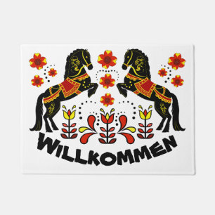 Paillasson Frison d'art populaire/rouge d'accueil/Willkommen