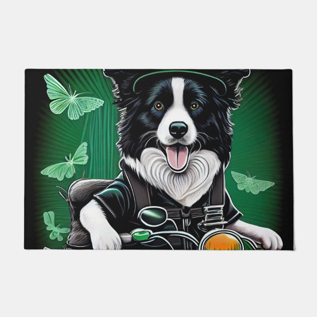 Paillasson Frontière Collie Chien Conduite Vélo St. Patrick's (Devant)