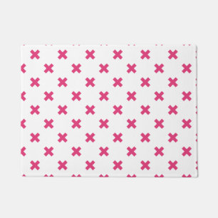 Paillasson Fuchsia croix sur le blanc