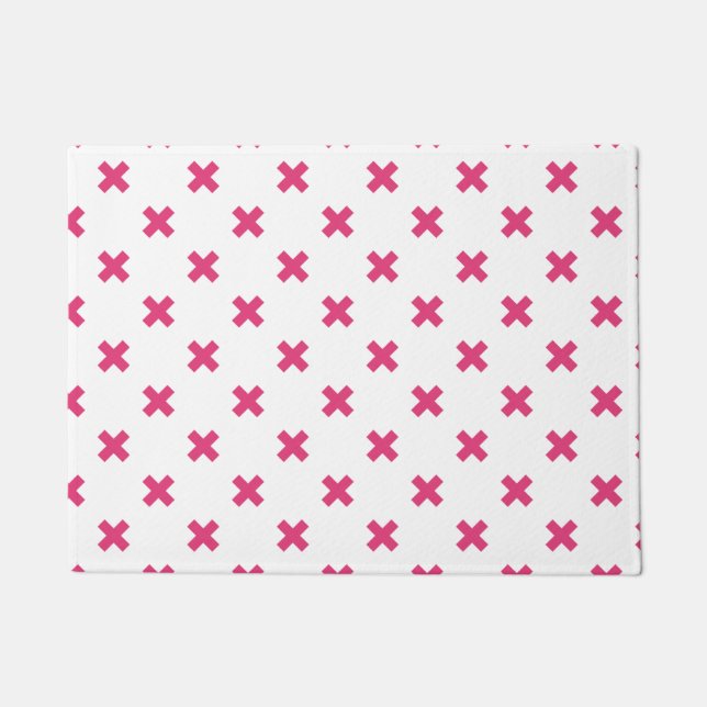 Paillasson Fuchsia croix sur le blanc (Devant)
