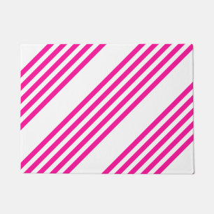 Paillasson Fuchsia et blanc cinq bandes motif