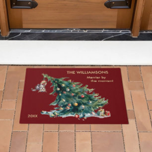 Paillasson Fun Christmas Tree Dangereux Photo de chat