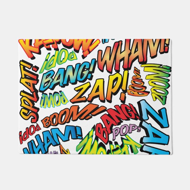 Paillasson Fun Retro Comic Book Pop Art Superhero (Devant)