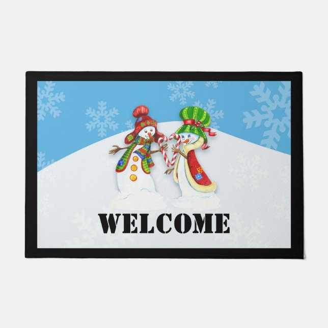 Paillasson Fun Snowman Christmas Welcome Porte Mat (Devant)