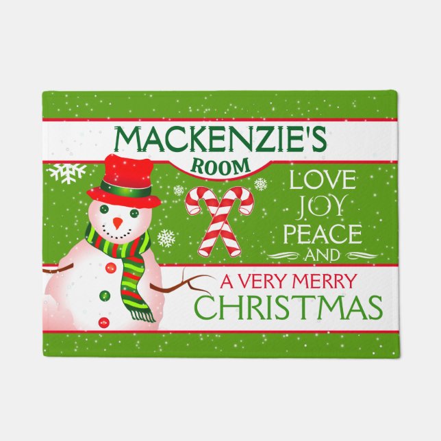 Paillasson FUN Snowman for CHILD'S ROOM | GREEN Christmas (Devant)