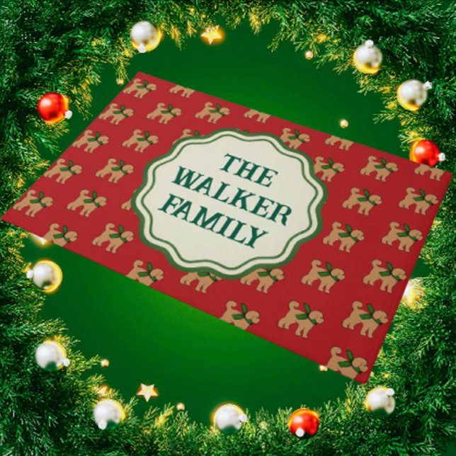 Paillasson Fun Tan Doodé Personnalisé Chien Rouge (Welcome family and friends with this personalized door mat!)