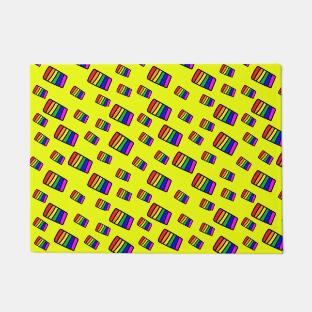 Paillasson Funky Neon Rainbow Block Motif (Devant)