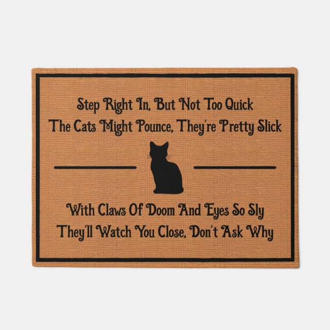 Paillasson Funny Cat Humor Silly Quirky Minimalist Rustic (Devant)
