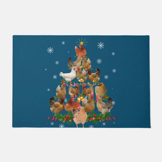 Paillasson Funny Chicken Christmas Tree Pet Chicken Lover (Devant)