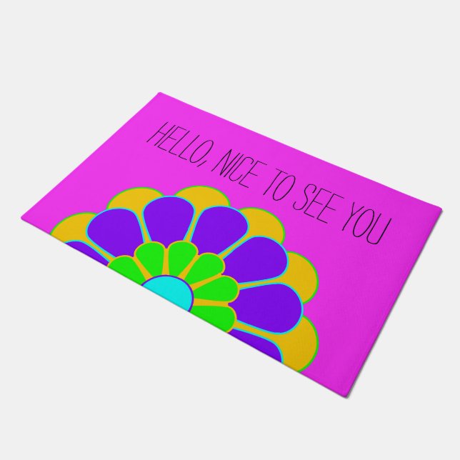 Paillasson Funny Flower Power Bloom II + votre backgr. & idée (Incliné)