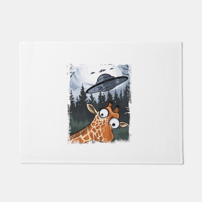 Paillasson Funny Giraffe UFO Zoo Animal Weird Meme Graphique  (Devant)