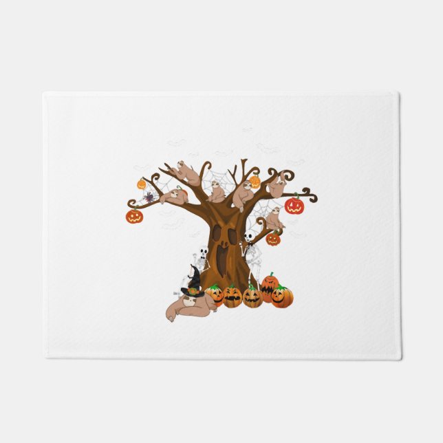 Paillasson Funny Halloween Sloth Éffrayant Halloween Arbre (Devant)