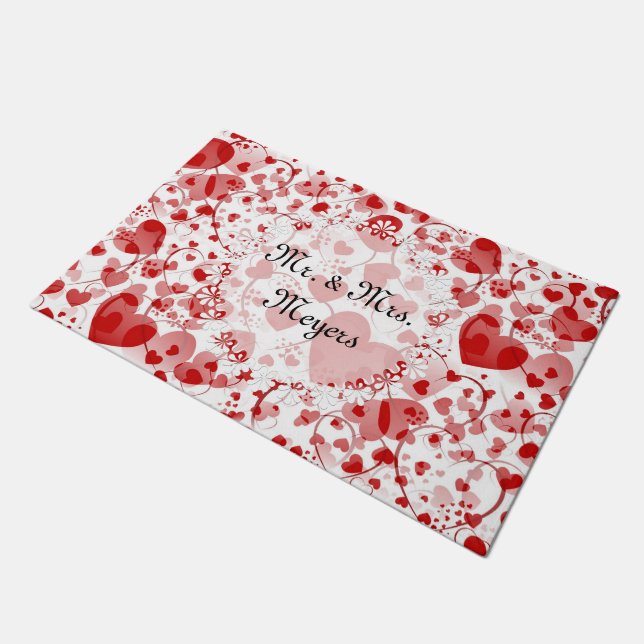 Paillasson Funny Heart Motif VII - rouge blanc + votre idée (Incliné)