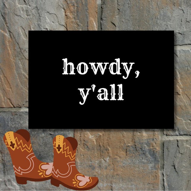 Paillasson Funny Howdy Y'all Modern Minimal Bienvenue Sud (A fun, casual greeting to liven up your doorstep.)