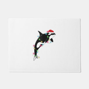 Paillasson Funny Orca Tueur Baleine Santa Chapeau Mer de Noël