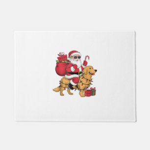Paillasson Funny Père Noël équitation Golden Retriever Chien