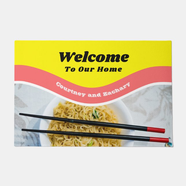 Paillasson Funny Ramen Noodles Paquet Message personnalisé (Devant)