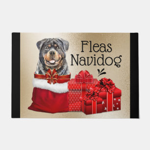 Paillasson Funny Rottweiler les puces de Noël navidog cadeau