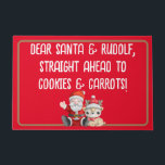 Paillasson Funny Santa Cookies Straight Ahead Christmas<br><div class="desc">Funny Santa Cookies and Carrots Straight Ahead Christmas Doormat with a cute festive Santa and Deer illustration to let Santa.</div>