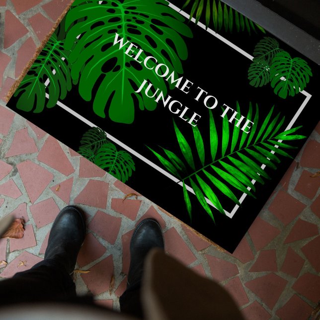 Paillasson Funny SM "Bienvenue dans la jungle" Feuilles tropi (A funny and modern doormat for your front door! Welcome to the Jungle!)