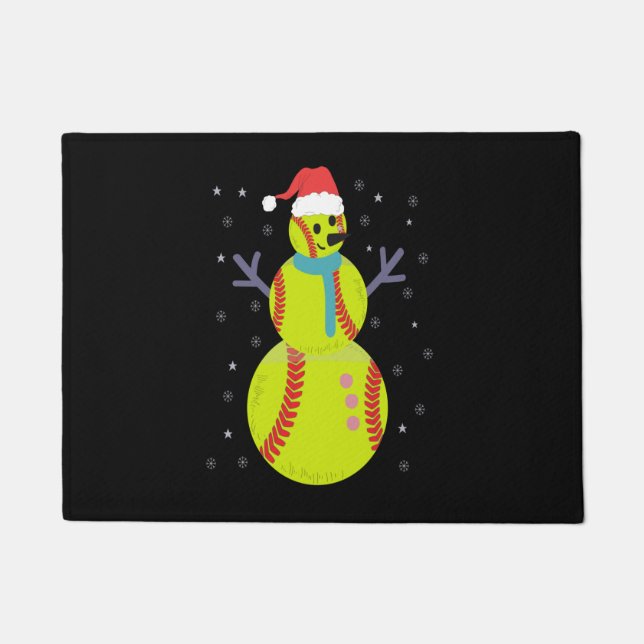 Paillasson Funny Softball Snowman Noël Nouvel An Cadeau (Devant)