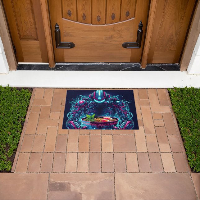 Paillasson Futuristic Cyberpunk Robot Neon Food Ramen (De plein air)