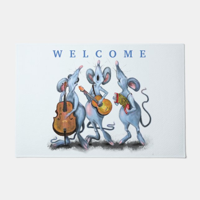 Paillasson Fynny Doormat avec Mouse Music Band - Bienvenue (Devant)