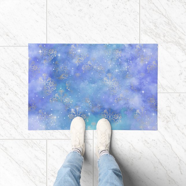 Paillasson Galaxy Night Sky Stars Turquoise Purple Blue Silve (Intérieur)