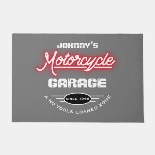 Paillasson Garage de motocyclettes N'importe quel nom Red Neo