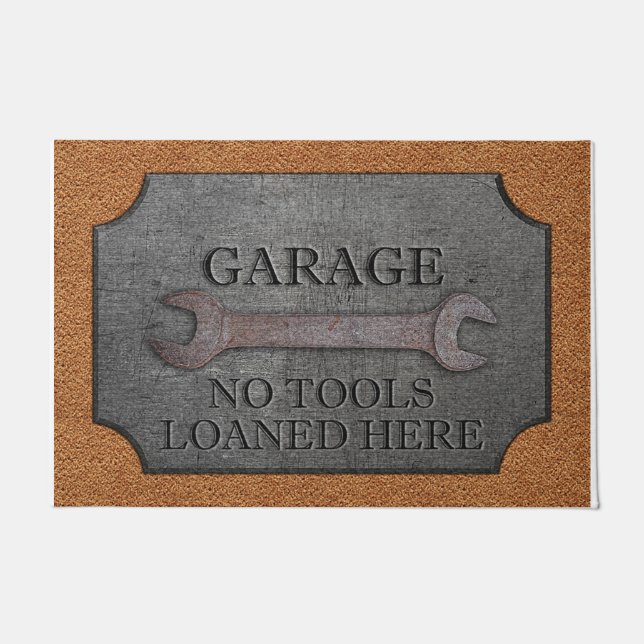 Paillasson Garage No Tools Loaned Here Funny (Devant)