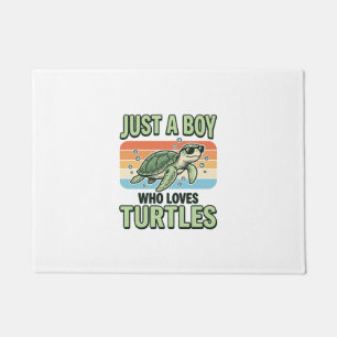 Paillasson Garçon qui aime les tortues Design de gravure vint