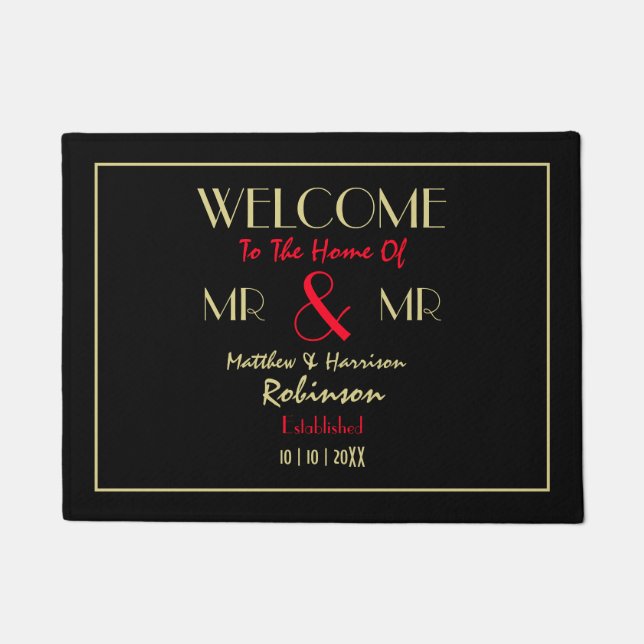 Paillasson Gay Newlyweds Mr et Mr Mariage personnalisé Cadeau (Devant)