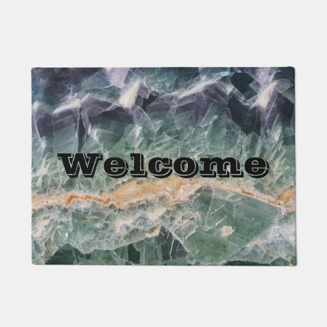 Paillasson Gem photo minérale à fluorite vert unique (Devant)