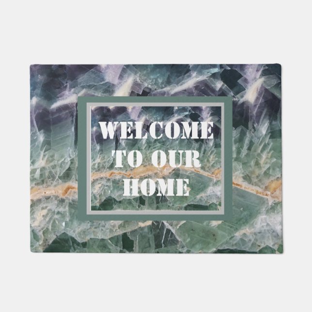 Paillasson Gemstone Photo Belle Gemme Fluorite Gratée (Devant)